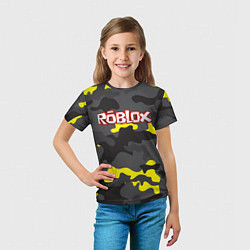 Футболка детская Roblox Камуфляж Жёлто-Серый, цвет: 3D-принт — фото 2