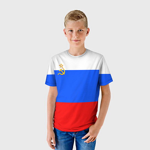 Детская футболка Флаг России с серпом и молотом / 3D-принт – фото 3