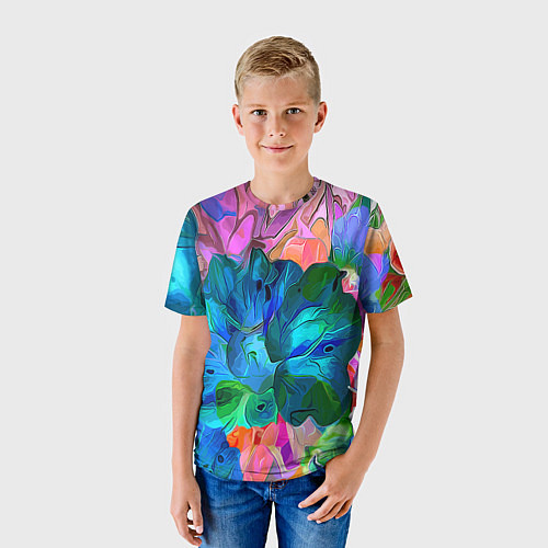 Детская футболка Красочный цветочный паттерн / 3D-принт – фото 3