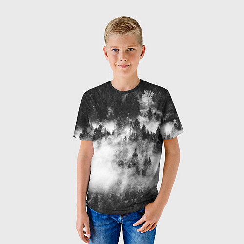 Детская футболка Мрачный лес - туман / 3D-принт – фото 3