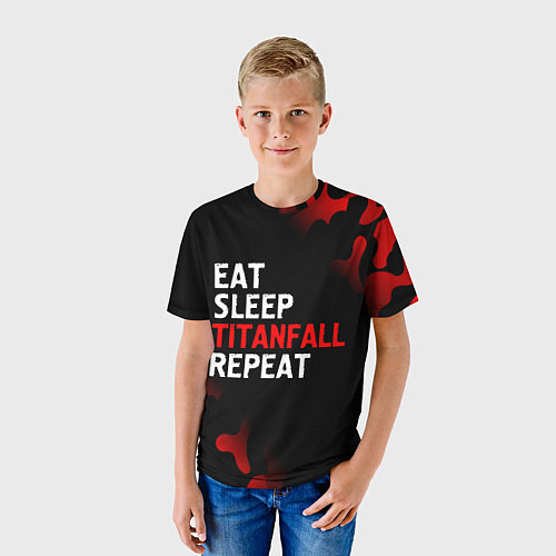Детская футболка Eat Sleep Titanfall Repeat Милитари / 3D-принт – фото 3