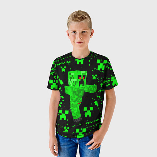 Детская футболка MINECRAFT - CREEPER МАЙНКРАФТ / 3D-принт – фото 3