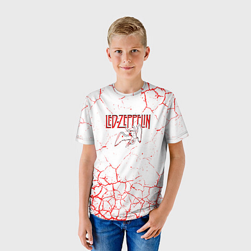 Детская футболка Led zeppelin Трещины / 3D-принт – фото 3