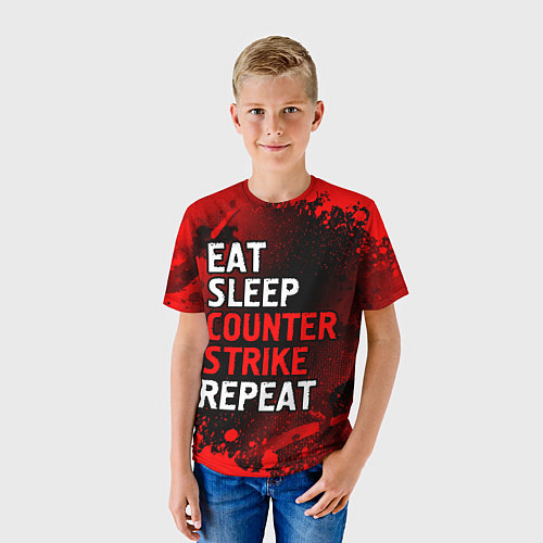 Детская футболка Eat Sleep Counter Strike Repeat Брызги / 3D-принт – фото 3