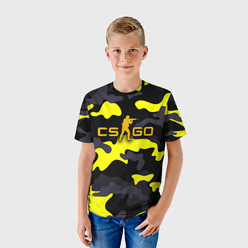 Детская футболка Counter-Strike Камуфляж Чёрно-Жёлтый / 3D-принт – фото 3