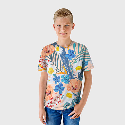 Детская футболка Цветы Яркие Тропические / 3D-принт – фото 3