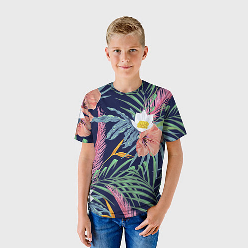 Детская футболка Цветы Гибискусы / 3D-принт – фото 3