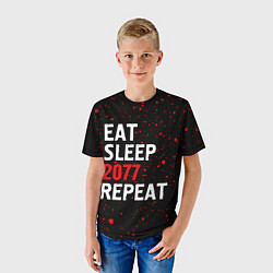 Футболка детская Eat Sleep 2077 Repeat Краска, цвет: 3D-принт — фото 2