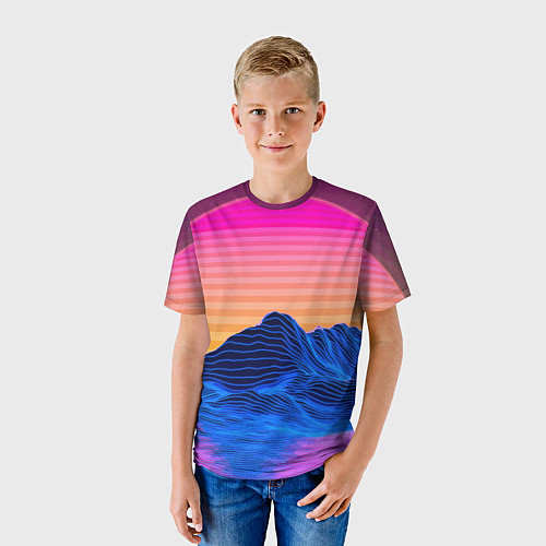 Детская футболка Vaporwave Mountains Психоделика Неон / 3D-принт – фото 3