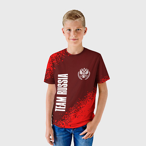 Детская футболка РОССИЯ - ГЕРБ Team Russia Спрей / 3D-принт – фото 3