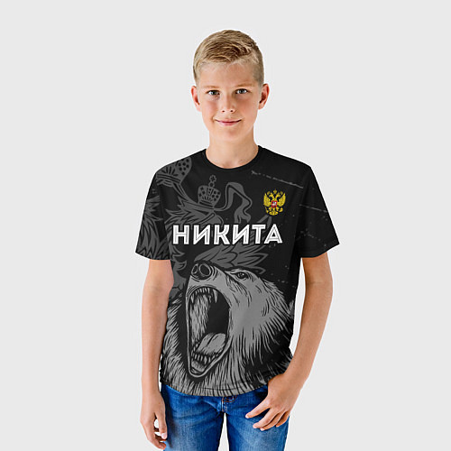 Детская футболка Никита Россия Медведь / 3D-принт – фото 3