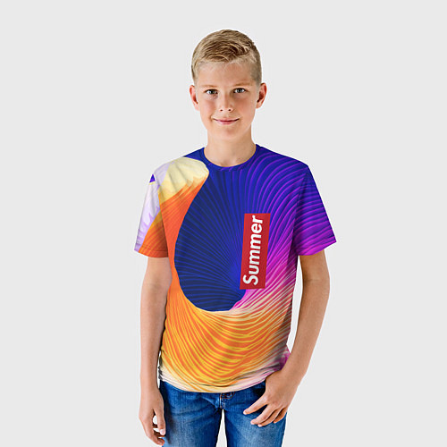 Детская футболка Цветная волна Summer / 3D-принт – фото 3