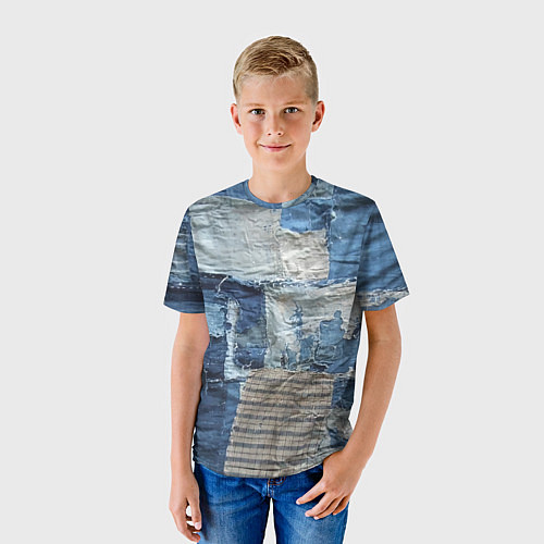 Детская футболка Пэчворк Рваная ткань Hype / 3D-принт – фото 3