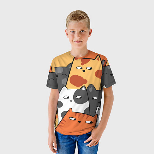 Детская футболка ТЕКСТУРНЫЕ КОТИКИ TEXTURED SEALS / 3D-принт – фото 3