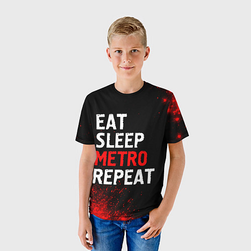 Детская футболка Eat Sleep Metro Repeat Арт / 3D-принт – фото 3
