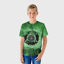 Футболка детская Вегвизир Рунический Компас 3D, цвет: 3D-принт — фото 2