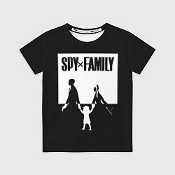 Футболка детская Spy x Family: Семья шпиона черно-белая, цвет: 3D-принт