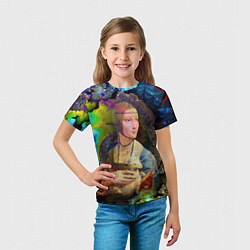 Футболка детская Чечилия Галлерани - Дама с горностаем под фрактала, цвет: 3D-принт — фото 2