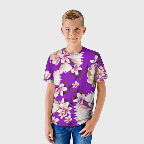 Детская футболка Цветы Фиолетовый Цветок / 3D-принт – фото 3
