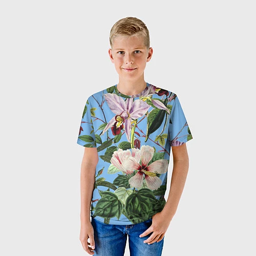 Детская футболка Цветы Сине-Цветочный Букет / 3D-принт – фото 3