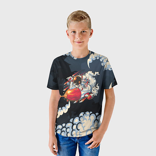 Детская футболка Космический корабль в облаках / 3D-принт – фото 3