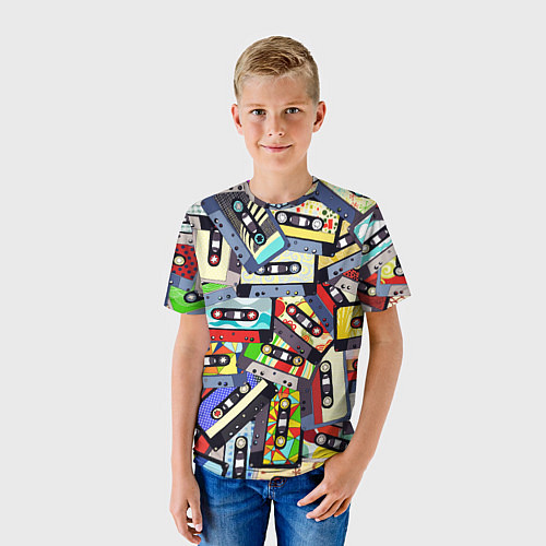 Детская футболка ТЕКСТУРА АУДИОКАССЕТ / 3D-принт – фото 3