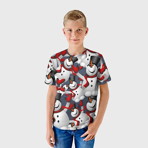 Детская футболка ВОЗДУШНЫЕ СНЕГОВИКИ / 3D-принт – фото 3
