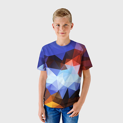 Детская футболка Абстрактный цветной узор из треугольников Abstract / 3D-принт – фото 3