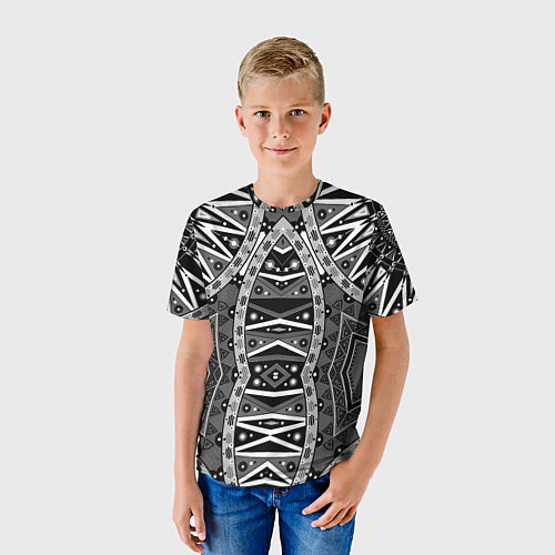 Детская футболка Черно-белый этнический орнамент / 3D-принт – фото 3