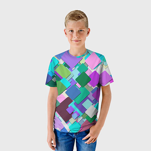 Детская футболка MULTICOLORED SQUARES / 3D-принт – фото 3