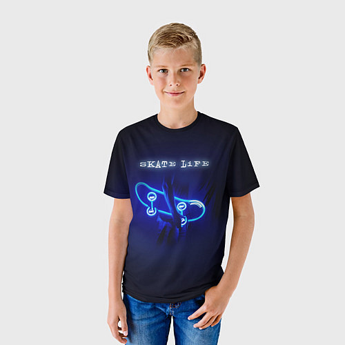 Детская футболка Скейт - неон / 3D-принт – фото 3