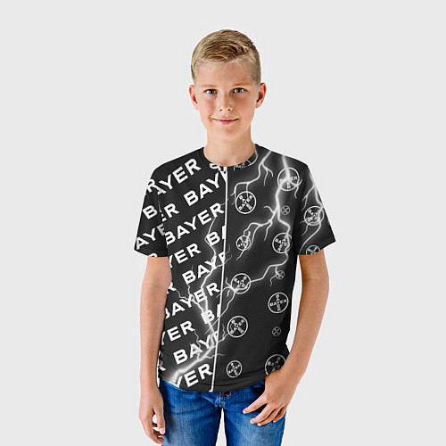 Детская футболка BAYER - Молнии Паттерны / 3D-принт – фото 3