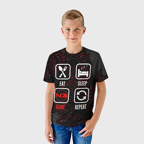 Детская футболка Eat, Sleep, Mass Effect, Repeat / 3D-принт – фото 3