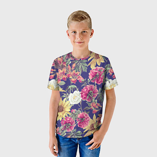 Детская футболка Цветы Розовые Пионы / 3D-принт – фото 3