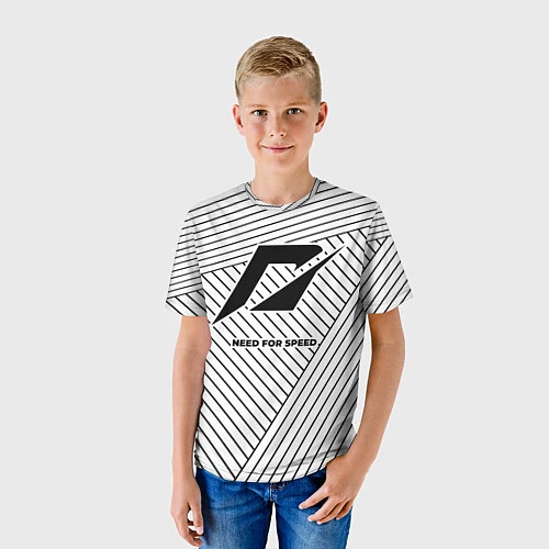 Детская футболка Символ Need for Speed на светлом фоне с полосами / 3D-принт – фото 3