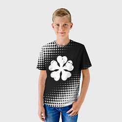 Футболка детская Белый логотип Черный клевер на черном, цвет: 3D-принт — фото 2