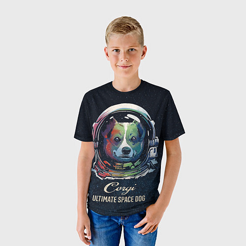 Детская футболка Корги Космонавт Corgi Space Dog / 3D-принт – фото 3