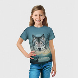 Футболка детская Серый волк - голова, цвет: 3D-принт — фото 2