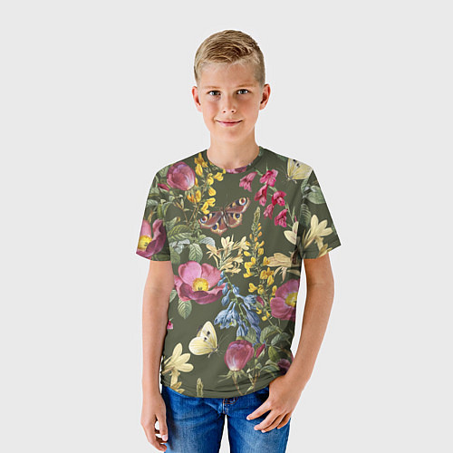 Детская футболка Цветы Винтажные / 3D-принт – фото 3