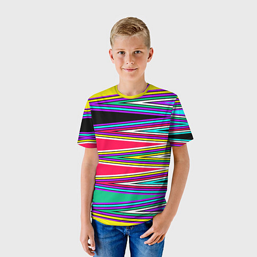 Детская футболка Разноцветный радужный полосатый принт / 3D-принт – фото 3