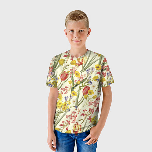 Детская футболка Цветы Весенние Тюльпаны / 3D-принт – фото 3