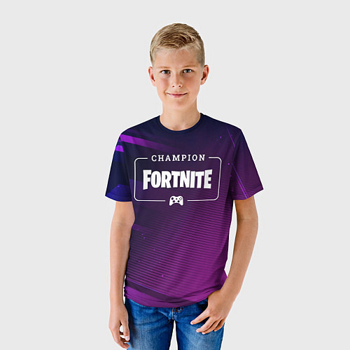 Детская футболка Fortnite Gaming Champion: рамка с лого и джойстико / 3D-принт – фото 3