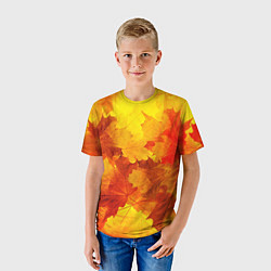 Футболка детская Желтые-листья, цвет: 3D-принт — фото 2