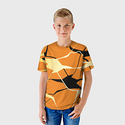 Футболка детская Абстрактные полосы на оранжевом фоне, цвет: 3D-принт — фото 2