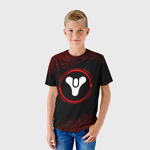 Детская футболка Символ Destiny и краска вокруг на темном фоне / 3D-принт – фото 3