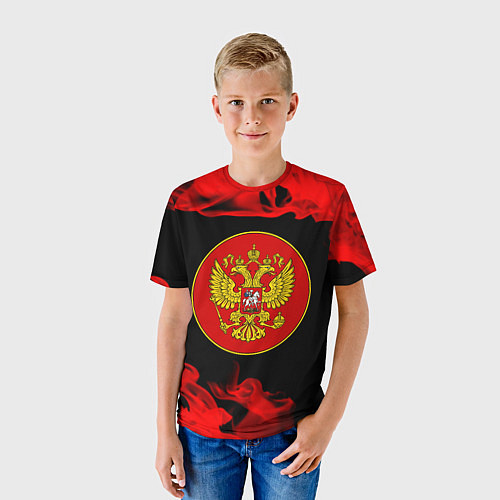 Детская футболка RUSSIA - ГЕРБ - Пламя / 3D-принт – фото 3