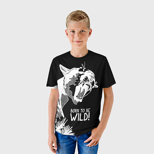 Детская футболка Cougar Born be wild! / 3D-принт – фото 3