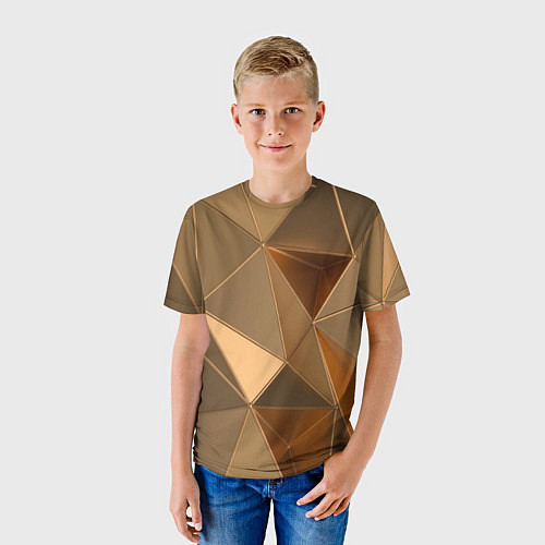 Детская футболка Золотые 3D треугольники / 3D-принт – фото 3