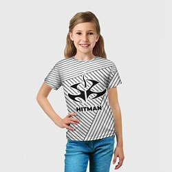 Футболка детская Символ Hitman на светлом фоне с полосами, цвет: 3D-принт — фото 2