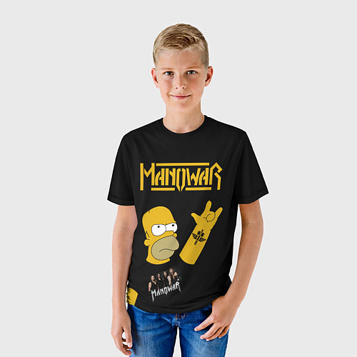 Детская футболка Manowar Гомер Симпсон Рокер / 3D-принт – фото 3